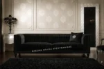 Κλασικό σαλόνι LUX SOFA με σκούρα ριγέ επένδυση