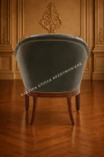 Κλασική πολυθρόνα 9508P, πίσω όψη με σκούρα δερμάτινη επένδυση