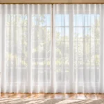 Μονόχρωμη λεπτή κουρτίνα ΖΚ0200 στο παράθυρο – ενδεικτική ψηφιακή απεικόνιση